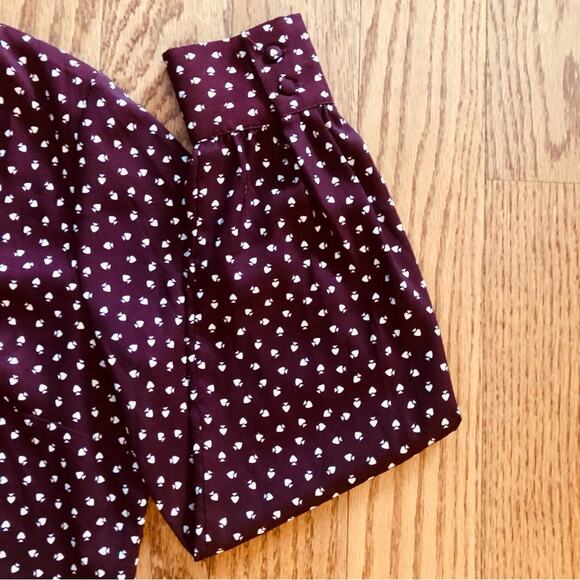 Ann Taylor Burgundy & White Spade Print Button Down Blouse Women’s Size Small - Picture 8 of 10
